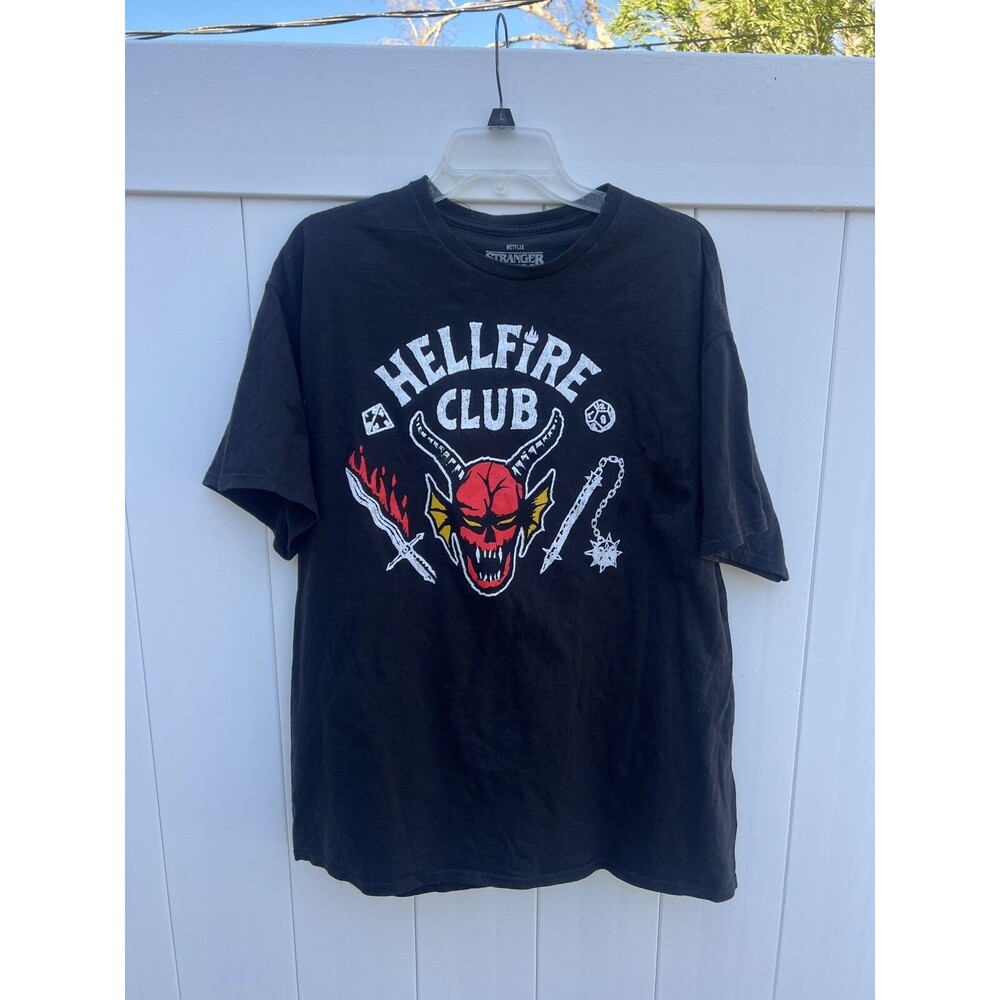 Stranger Things Hellfire Club Mens XL T-Shirt Short Sleeve Black